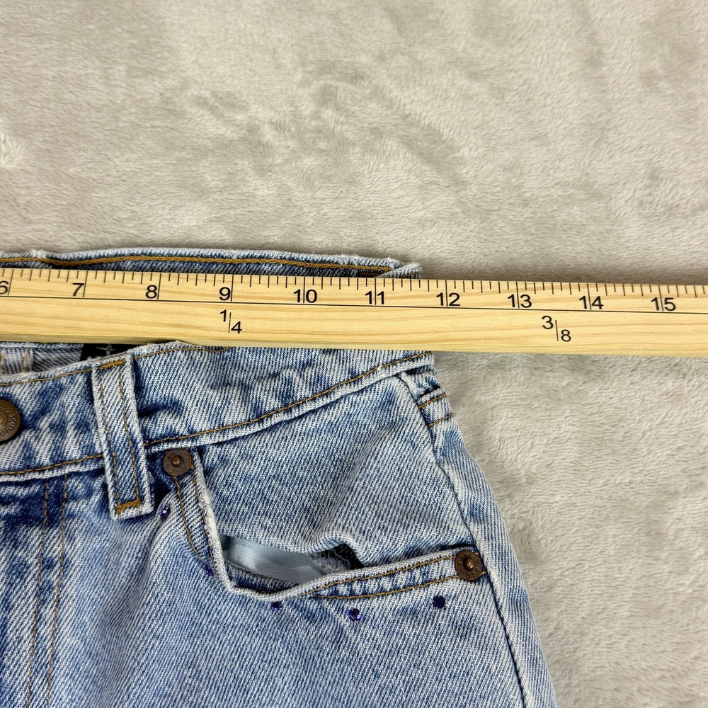 VTG Levis 565 Jeans Girls 14 (23x24) Slim Wide Leg Zutopia Beaded Orange Tab Y2K - Picture 9 of 14